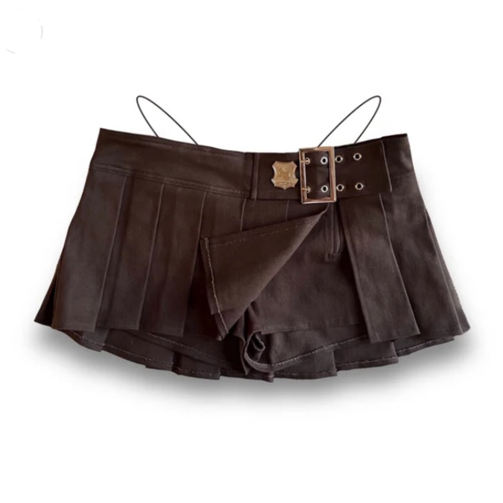 AI Cash Brown Belted Eavehn Skirt Brown